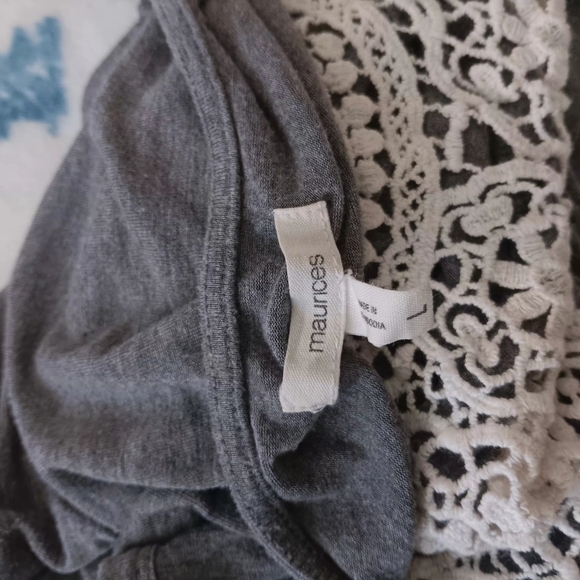 Maurices Gray Tank Top with White Crochet Yoke - Picture 7 of 9